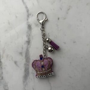 Purple Crown Queen London England Souvenir Rhinestone Keychain